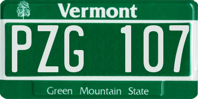 VT license plate PZG107