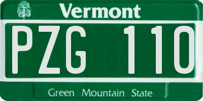 VT license plate PZG110