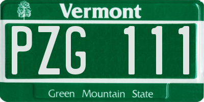 VT license plate PZG111