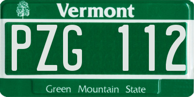 VT license plate PZG112