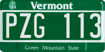 VT license plate PZG113