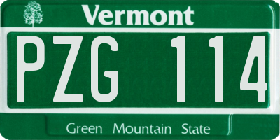 VT license plate PZG114