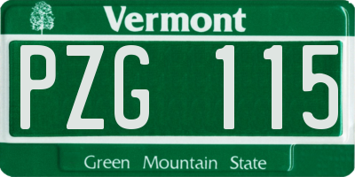 VT license plate PZG115