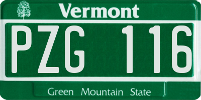 VT license plate PZG116