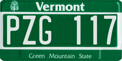 VT license plate PZG117