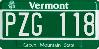 VT license plate PZG118
