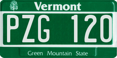 VT license plate PZG120