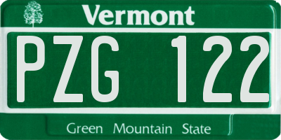 VT license plate PZG122