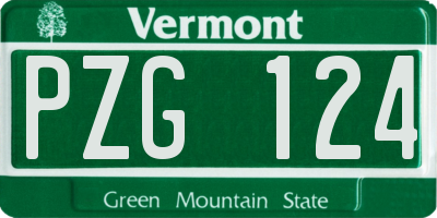 VT license plate PZG124