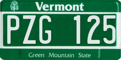 VT license plate PZG125