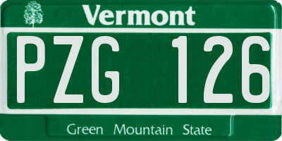 VT license plate PZG126