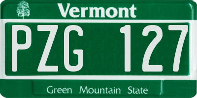 VT license plate PZG127