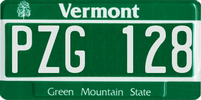 VT license plate PZG128