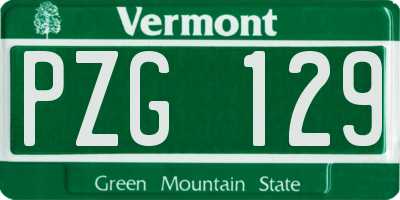 VT license plate PZG129