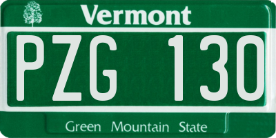 VT license plate PZG130