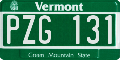 VT license plate PZG131