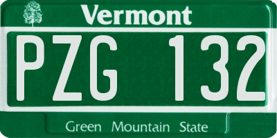 VT license plate PZG132