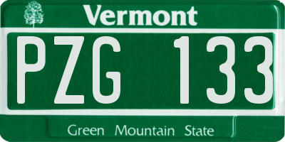 VT license plate PZG133