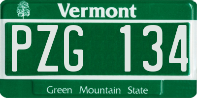 VT license plate PZG134