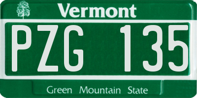 VT license plate PZG135