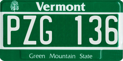 VT license plate PZG136