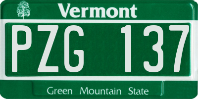 VT license plate PZG137