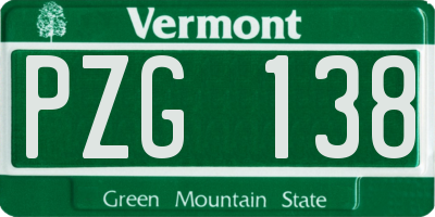 VT license plate PZG138