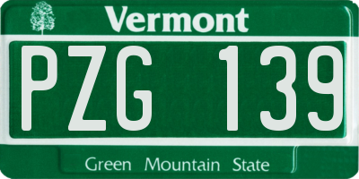 VT license plate PZG139
