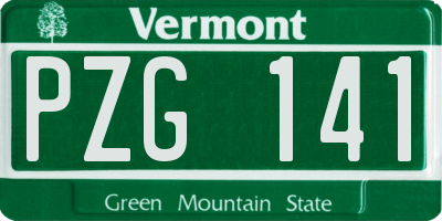 VT license plate PZG141