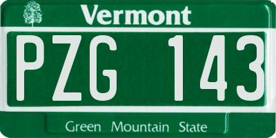 VT license plate PZG143