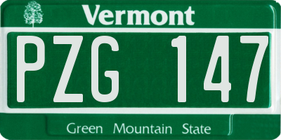 VT license plate PZG147