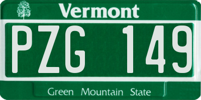 VT license plate PZG149