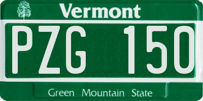 VT license plate PZG150