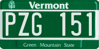 VT license plate PZG151