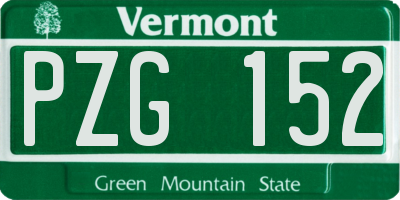 VT license plate PZG152