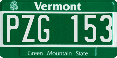 VT license plate PZG153