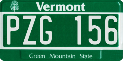 VT license plate PZG156