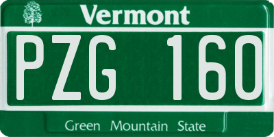 VT license plate PZG160