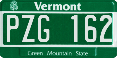 VT license plate PZG162