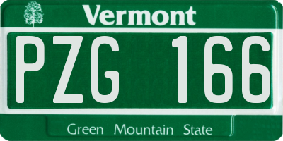 VT license plate PZG166