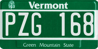 VT license plate PZG168