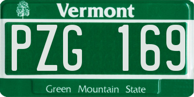 VT license plate PZG169