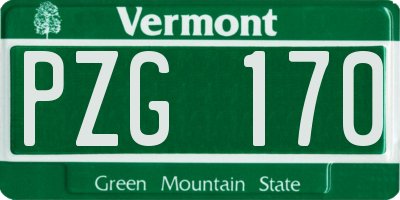 VT license plate PZG170