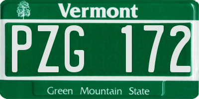 VT license plate PZG172