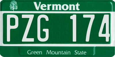 VT license plate PZG174