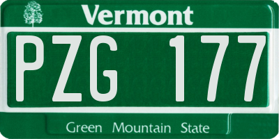 VT license plate PZG177