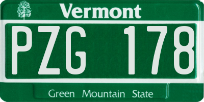 VT license plate PZG178
