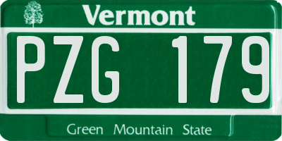 VT license plate PZG179