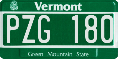 VT license plate PZG180