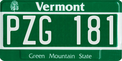 VT license plate PZG181